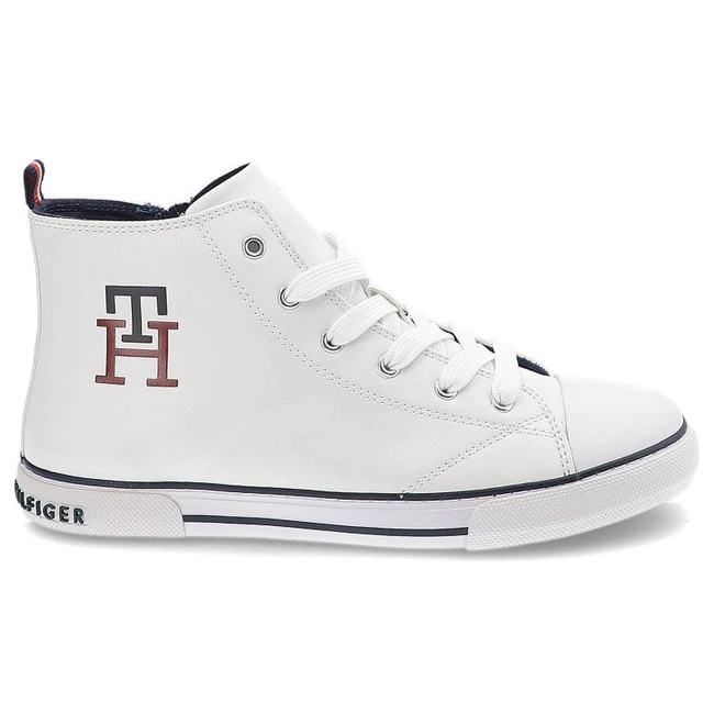 Turnschuhe TOMMY HILFIGER - T3X9-32452-1355100-High Top Lace-Up Sneaker White 100